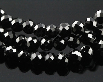 Faceted 4 mm Black Spinel Necklace/Bracelet 925 Silver, Black Sparkle, Authentic Stone, Choose Your Size, Adjustable Length, Fits Pendants