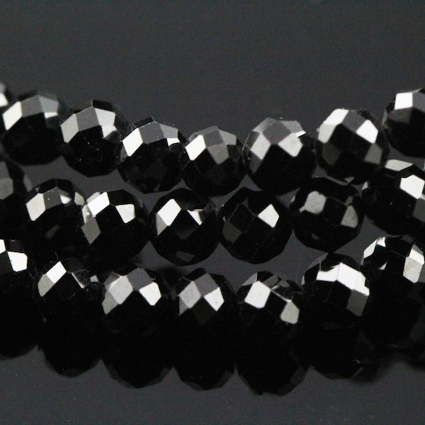 Faceted 4 mm Black Spinel Necklace/Bracelet 925 Silver, Black Sparkle, Authentic Stone, Choose Your Size, Adjustable Length, Fits Pendants