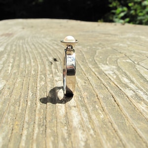Silver Pearl Ring, Designer Pearl Ring Set in Nickel Free Sterling Silver, Gemstone Jewelry Rings, Affordable Gemstone Rings image 4