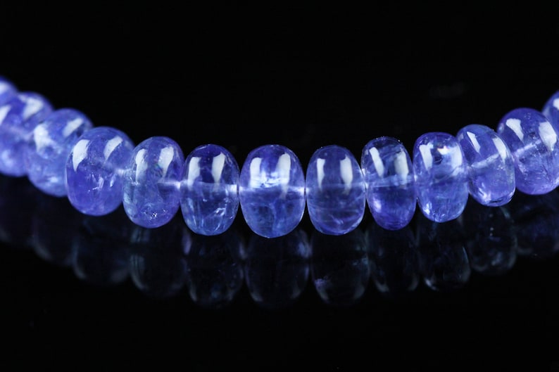 Tanzanite Bead Necklace-Wrap Bracelet 6 Smooth Beads High Quality PurpleBlue Rare Stone Sterling Silver Findings 22 Adjustable Size