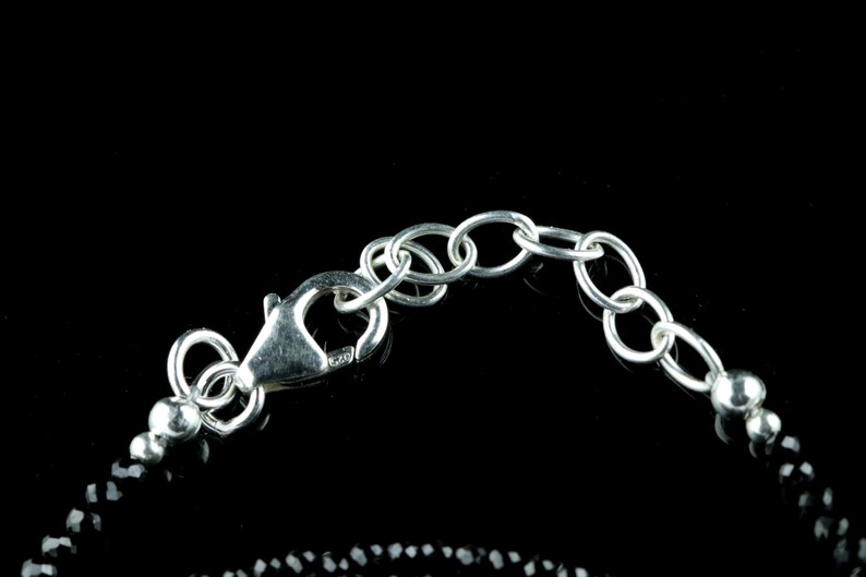 Multi Wear 42 Length Black Spinel Wrap Bracelet/ Long Double Necklace, Sterling Silver Findings, Bright Mirror Black Sparkle image 7