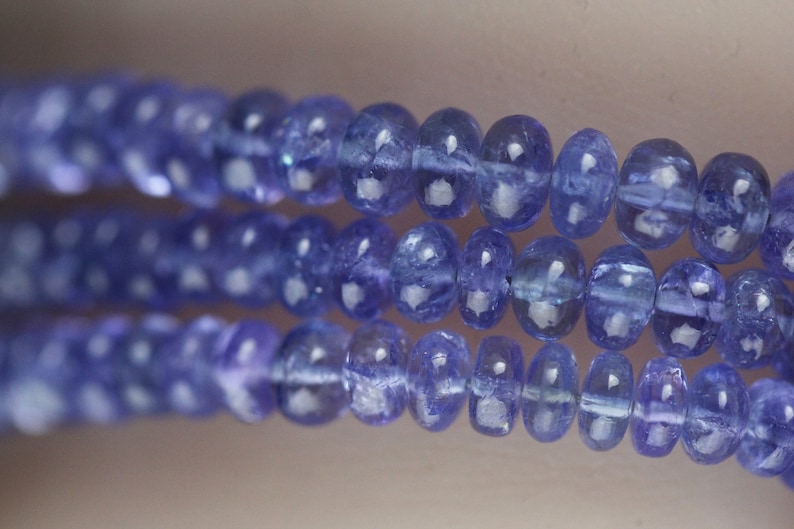 Tanzanite Bead Necklace-Wrap Bracelet 6 Smooth Beads High Quality PurpleBlue Rare Stone Sterling Silver Findings 22 Adjustable Size