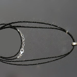 Multi Wear 42 Length Black Spinel Wrap Bracelet/ Long Double Necklace, Sterling Silver Findings, Bright Mirror Black Sparkle image 10