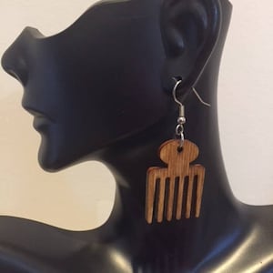 Duafe Symbol Dangle Earrings, Wood Earrings, Dangle Earrings, Adinkra Symbol Earrings, Adinkra Earrings, Wood Comb Earrings, Earrings
