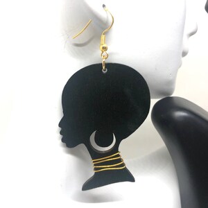 African Queen Neck wire Dangle Earrings, African Queen Earrings, Silhouette Earrings, Black Queen Earrings, African Pride Earrings, Earrings