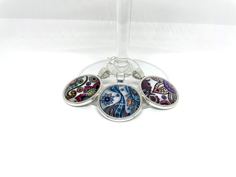 Wine Glass Charms Paisley Print Wine Glass Charms Paisley Wine Glass Charms Set of 3 Wine Glass Charms Wine Charms