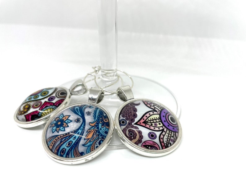 Wine Glass Charms Paisley Print Wine Glass Charms Paisley Wine Glass Charms Set of 3 Wine Glass Charms Wine Charms