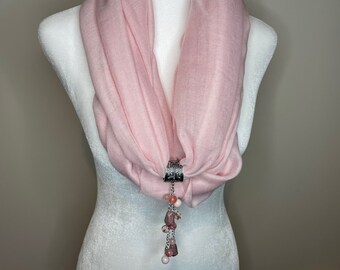 Pink Infinity Scarf Necklace, Infinity Scarf Necklace, Pink Infinity Scarf Necklace, Pink Infinity Scarf, Lightweight Infinity Scarf