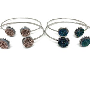 Druzy Cabochon Stainless Steel Bracelet, Druzy Cabochon Bracelet, Druzy Bangle Bracelet, Druzy Bracelet, Stainless Steel Bracelet