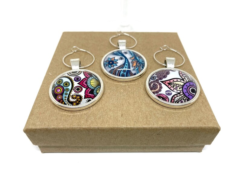 Wine Glass Charms Paisley Print Wine Glass Charms Paisley Wine Glass Charms Set of 3 Wine Glass Charms Wine Charms