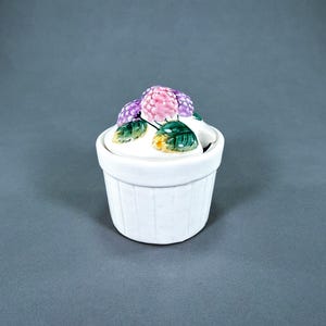 Vintage Porcelain Lidded Jam Jar or Pot Embossed with Berries