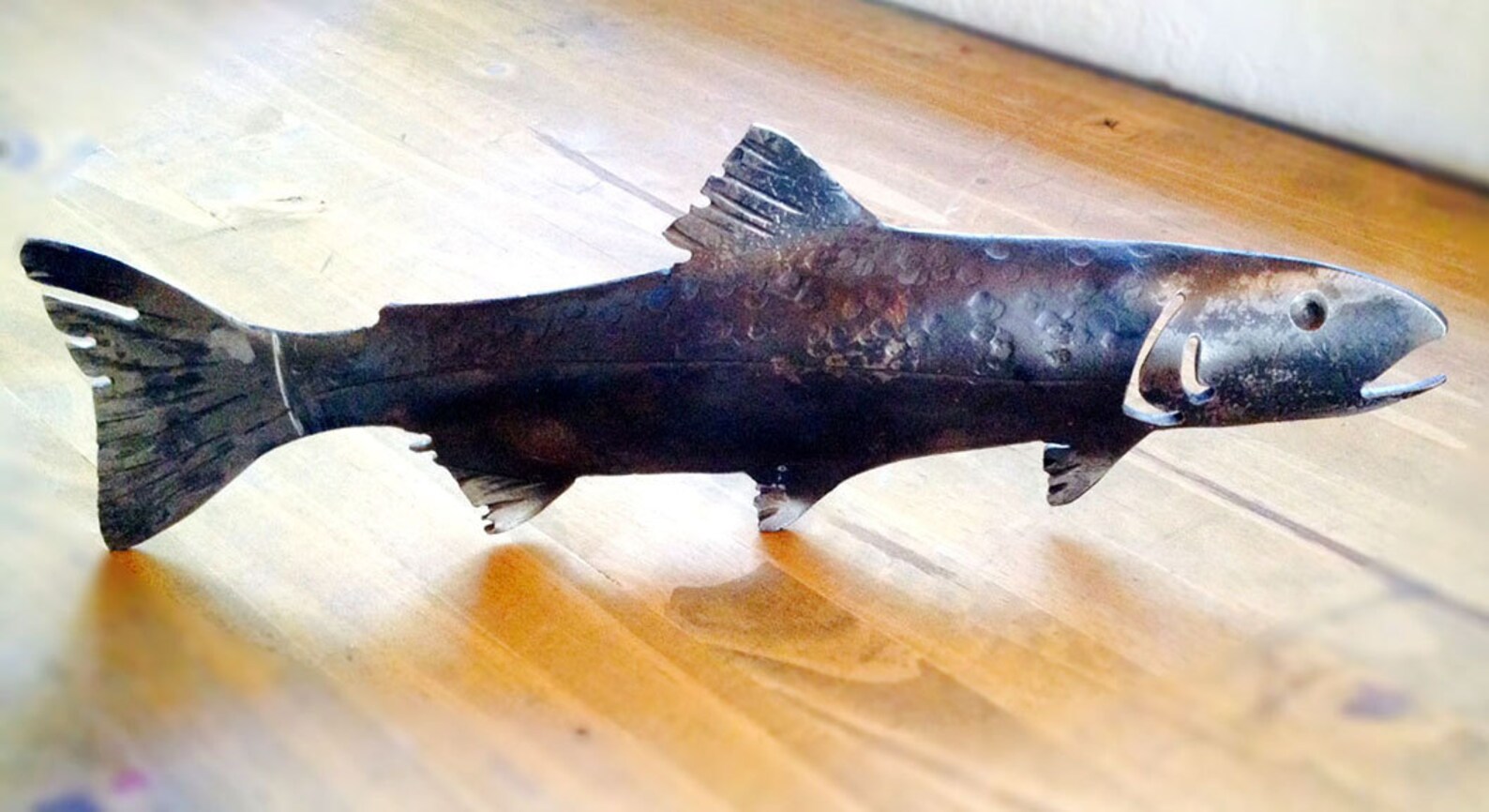 Hammered Iron Fish Art Etsy