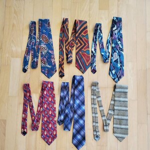 Lot of 6 vintage silk neckties geometric plaids Italian silk designer brands Calvin Klein Don Loper Beverly hills ajimmy Pike desert etc