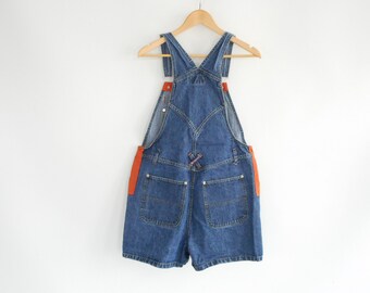orange and blue overalls shorts