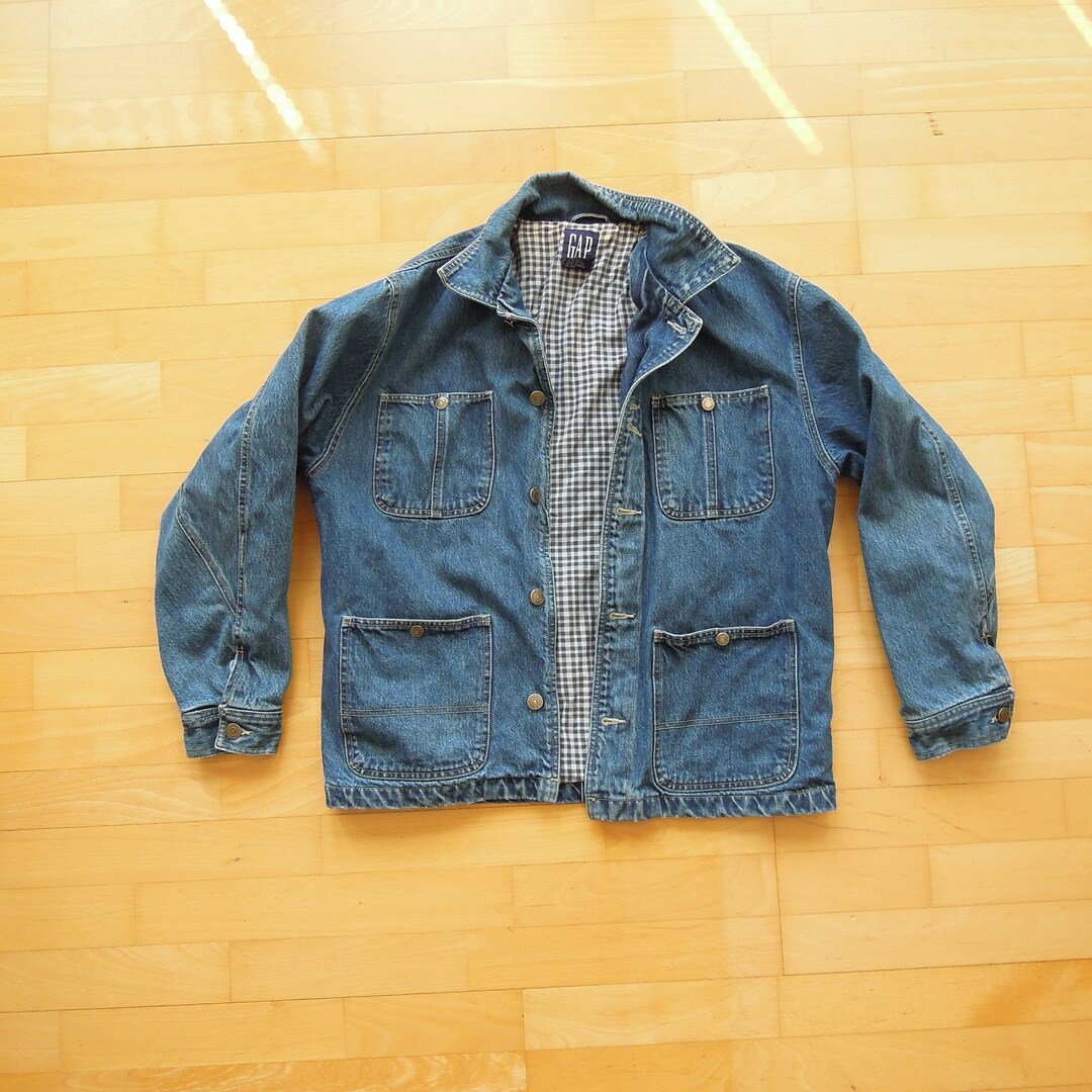 Men's Denim Chore Jacket Gap 90s Vintage Low Big Pockets Etsy