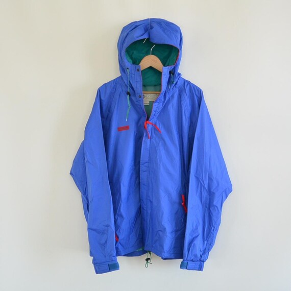 Columbia Sportswear Company Nylon Jacket With Hood Mesh Lined Radial Sleeve Royal Blue With Red Zippers and Accents Men s XL Etsy