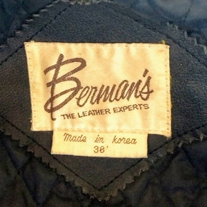 Berman's Motorcycle Black Leather Jacket Quality Heavy Padded Elbows ...