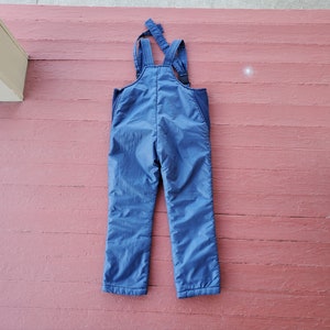 Vintage bib overalls snow pants for kids size 4 Cortina ski pants lightly insulated nylon navy blue snow pants stretchy sides