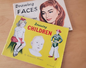 Vintage 1950s Drawing Books: Faces and Children, Pitman Art Instruction