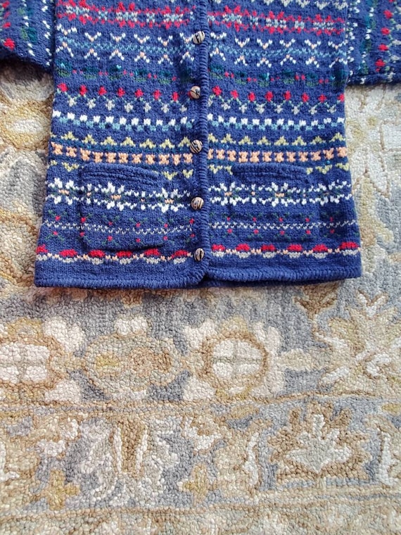 Chunky knit cardigan Ecuador hand knit 90's vintage w… - Gem