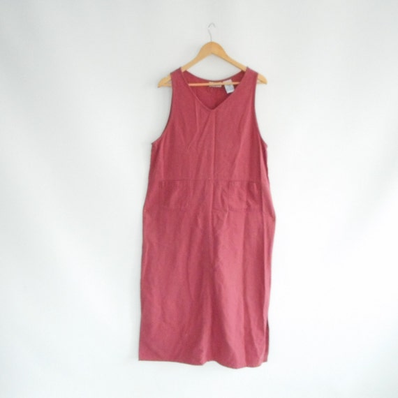 Linen Maxi Dress 90's Sleeveless Long Shift Dress… - image 1