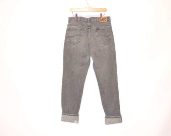 Vintage 80s Lee Acid Wash Jeans - Gray Tapered Leg, Size 34/34