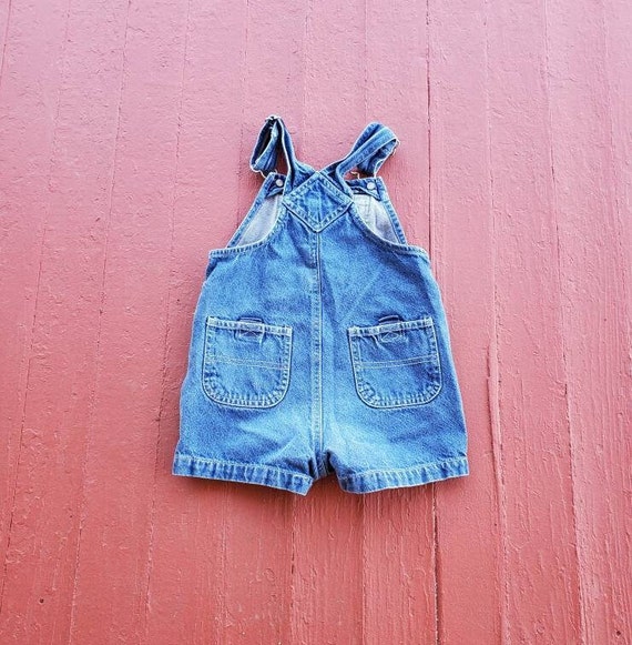 Baby short denim bib size 18 Months overalls snap… - image 2