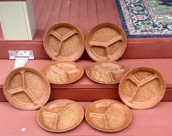 Vintage Kys-ite Melamine Divided Plates: Mid-Century Modern Set of 8