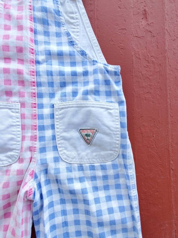 Palmetto's gingham overalls girl's size 7 80's vi… - image 9