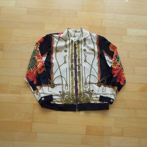 Ropes and Chains Bomber Jacket Peter Popovitch Baroque nautical zip front size medium 80&#39;s vintage Shoulder pads