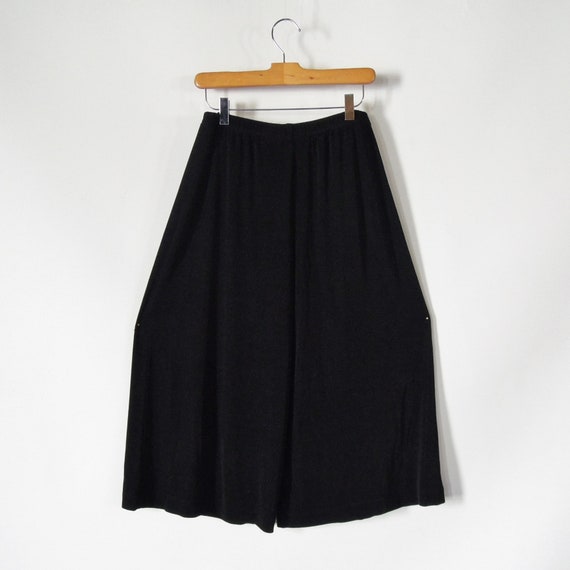 Black Stretch Gaucho Culotte Wide Leg high waist … - image 10