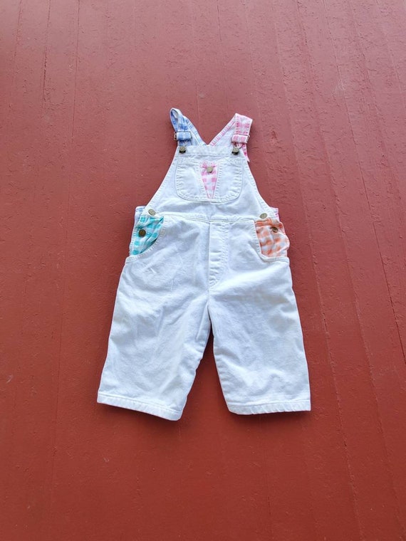 Palmetto's gingham overalls girl's size 7 80's vin