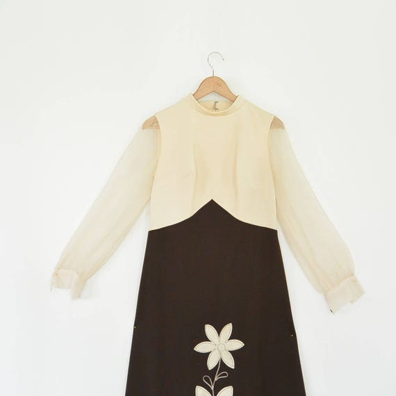 1960's Vintage Maxi Dress Sheer sleeves Large App… - image 7
