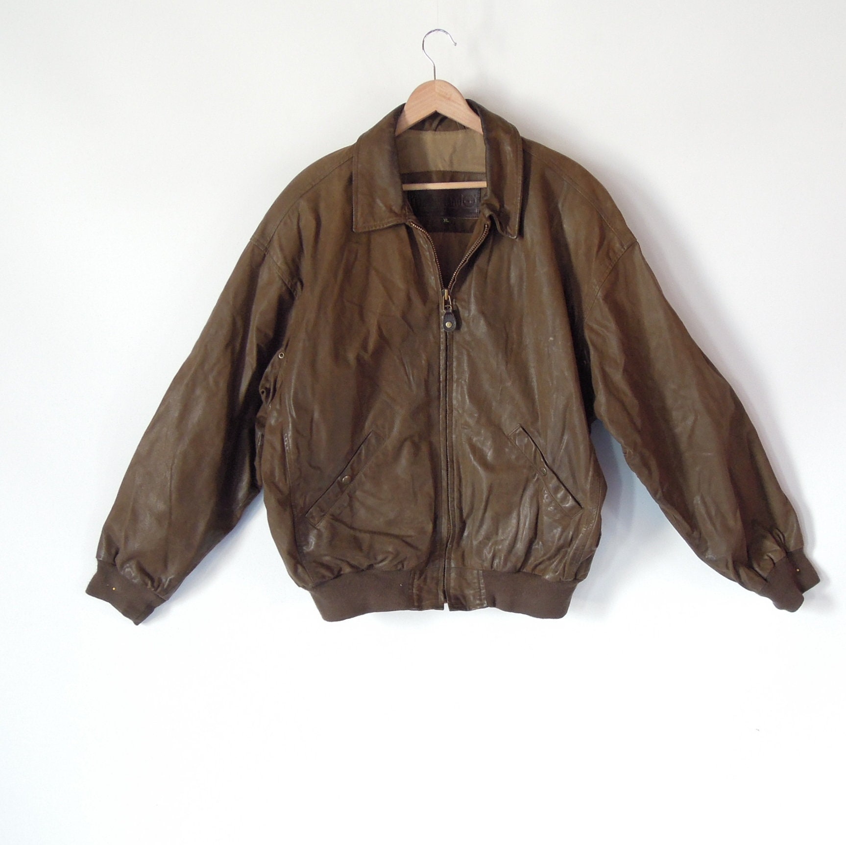 Timberland Leather Bomber Jacket XL Men 