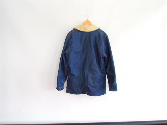 Sherpa Lined Denim Chore Jacket 1970's Vintage Os… - image 3