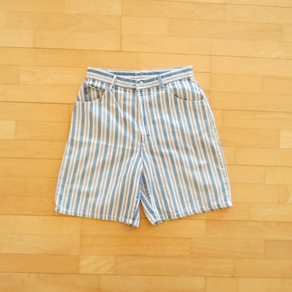 Vintage striped sales denim shorts