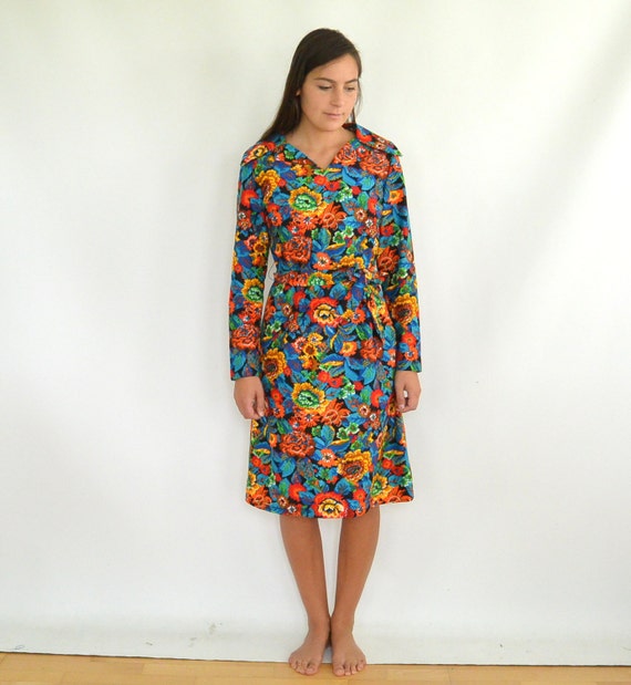 Vintage 1960's Fitted Dress Fall Colors Pixilated… - image 5