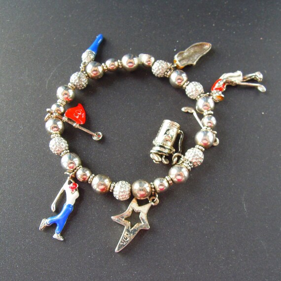 Golf Theme Charm Bracelet Vintage Golf balls clubs pl… Gem