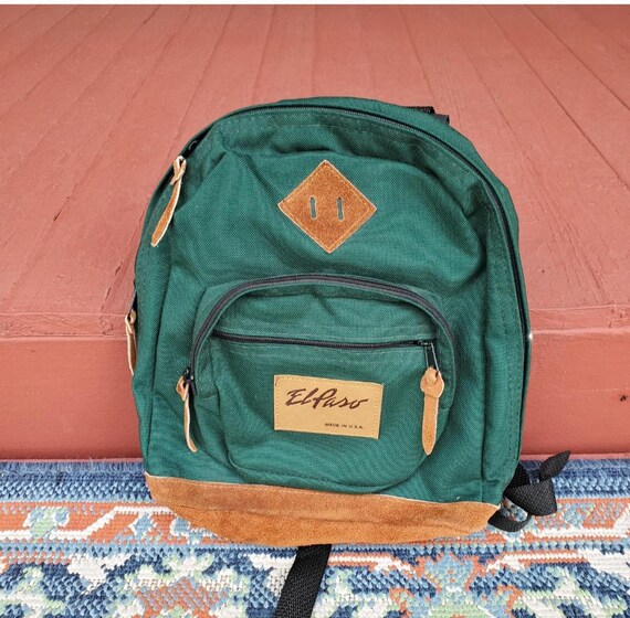 Small sized vintage backpack leather bottom El Paso brand