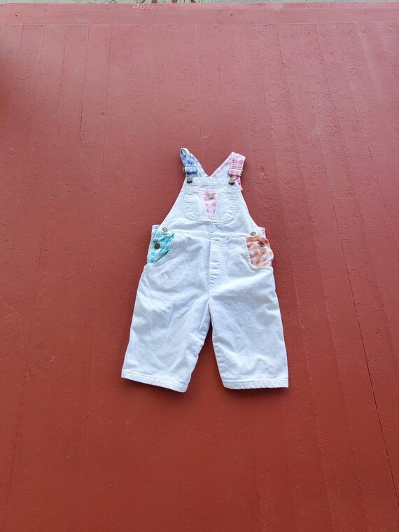 Palmetto's gingham overalls girl's size 7 80's vi… - image 10