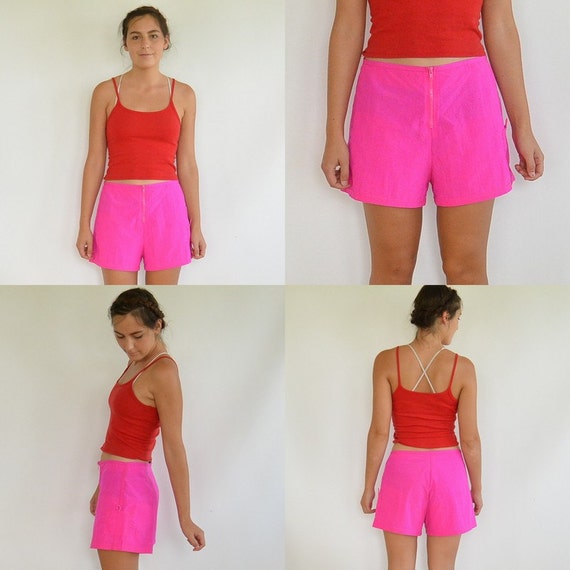 Hot Pink Fuschia Nylon Beach Shorts Surfer Shorts… - image 2