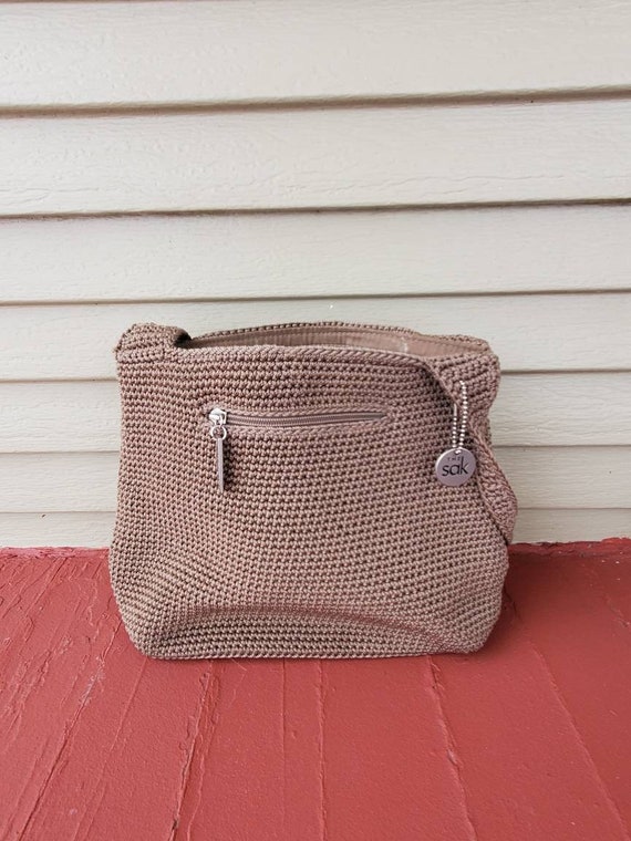 The SAK Vintage Tan Crochet Bag Y2K Larger Woven Purse