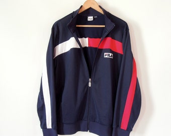 フィラ　us70s 80sジャケット VINTAGE FILA VELOUR TRACK JACKET 70s 80s BLUe RED RETRO ZIP