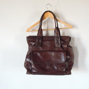 Barneys New York Taste Luxury Humor ENORME bolso de día de cuero bolso de trabajo Estuche de médico Bolso de hombro 6 compartimento 15 "/ 15 " / 8 "