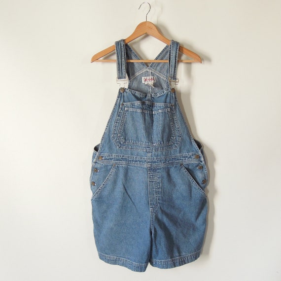 Short denim bib overalls Bill Blass size Large vi… - image 1