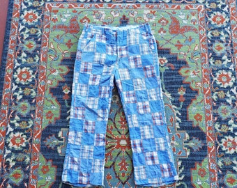 Vintage 70s Quilt Patchwork Trousers: Jaymar Pastel Plaid Pants