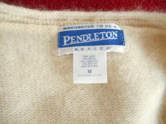 Pendleton Cardigan Sweater Cream Color V Neck But… - image 5