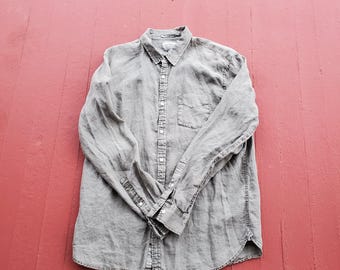 Lucky Brand men's large Linen Shirt: sage green