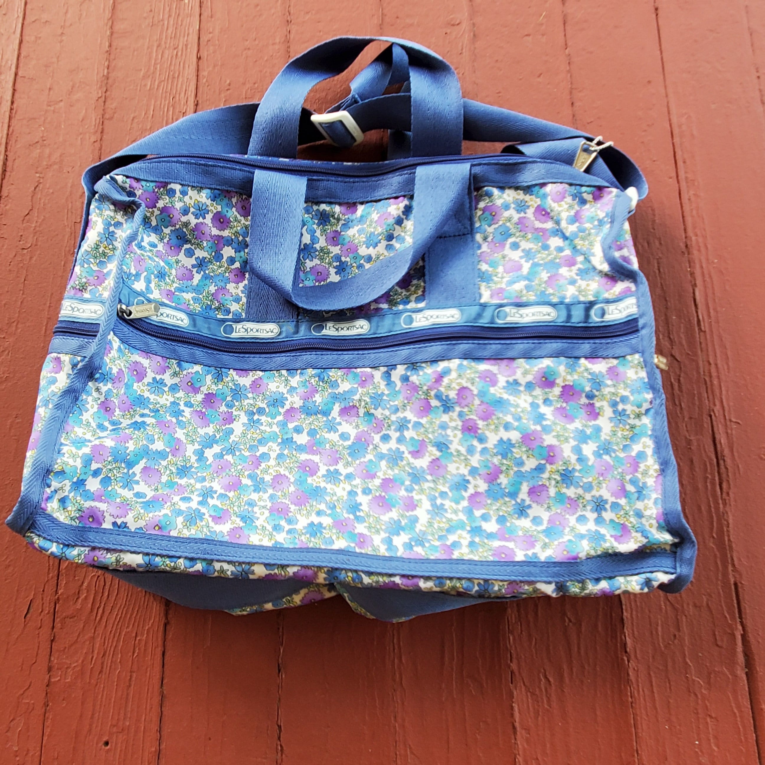 Vintage Lesportsac Floral Overnight Bag: Large 5-zip Travel Carry 
