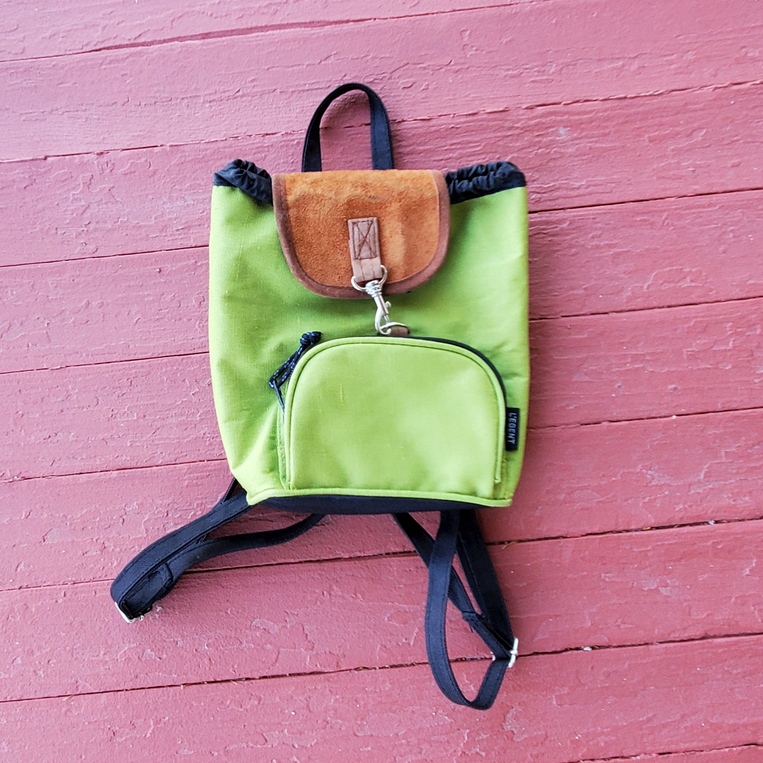 mini backpack with zipper on back